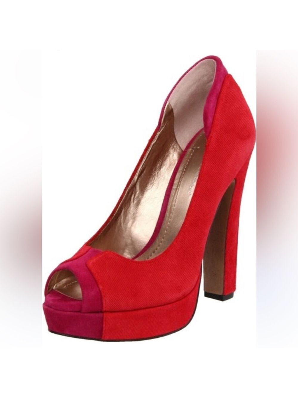 BCBGeneration suede Vibrant Red Peep-Toe Heels
